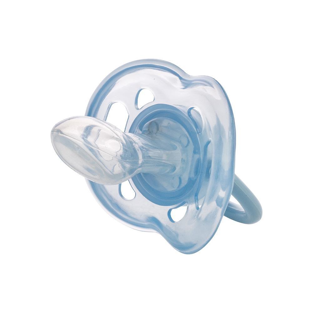 Chupeta Decorada Urso Azul Bico Silicone Menino Bebê Plasútil