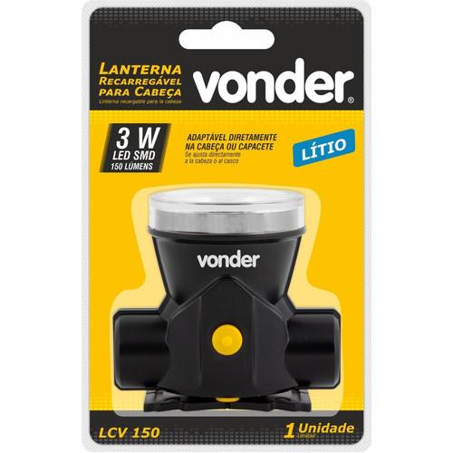 Lanterna De Cabeça Recarregável LED 150lm Para Capacete Vonder
