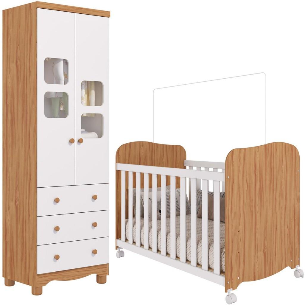 Quarto De Bebê Completo Berço Americano Uli Guarda Roupa Uli 2 Portas 100 Mdf