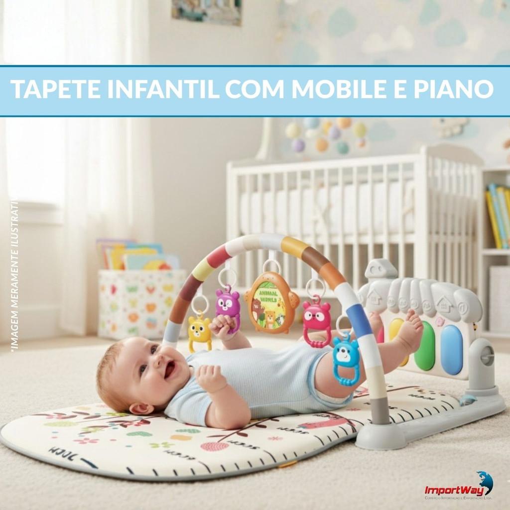 Tapete Atividades Infantil Com Mobile E Piano Musical Bege - Bw414bg