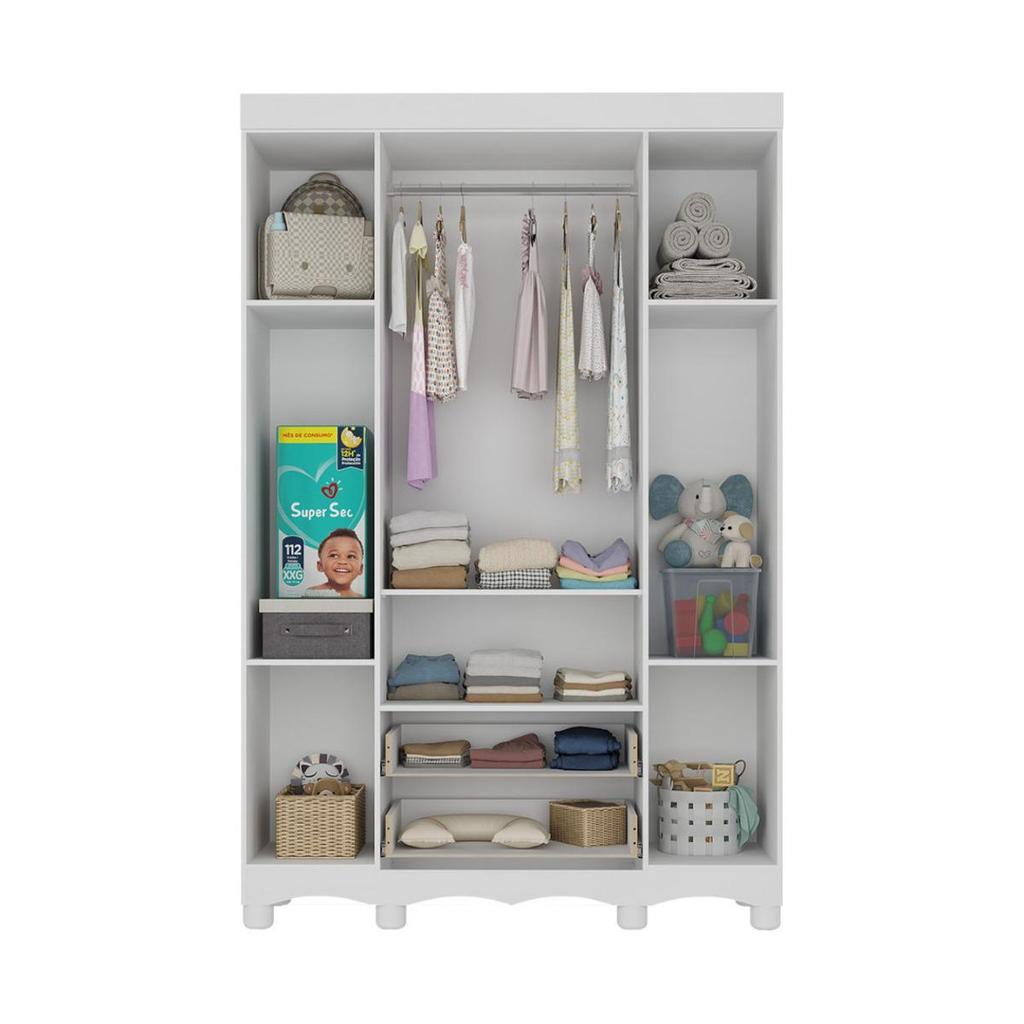 Guarda-roupa Infantil 122cm Com Vidro 4 Portas E 2 Gavetas Ternura Multimóveis