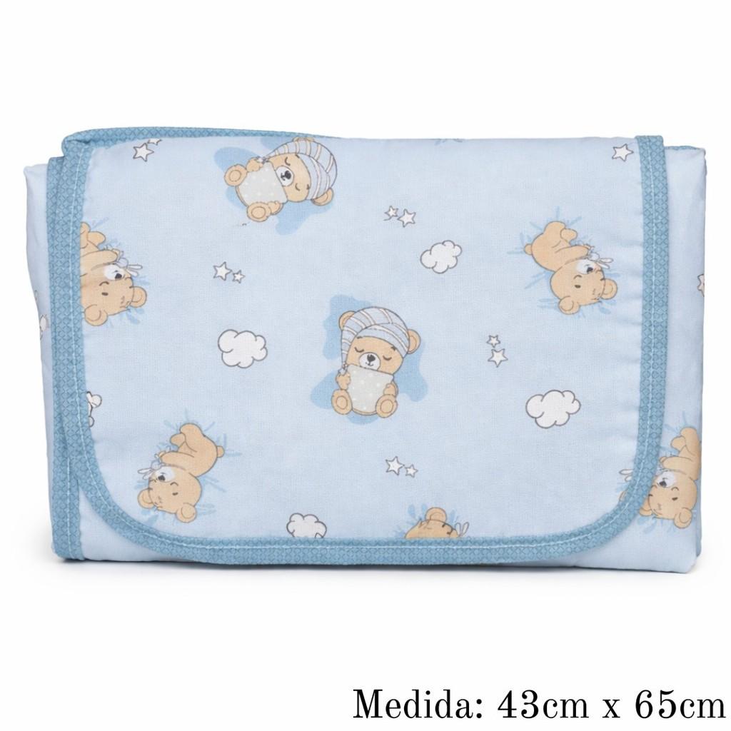Trocador Portátil Bebê Pixuxu Estampa Urso Azul