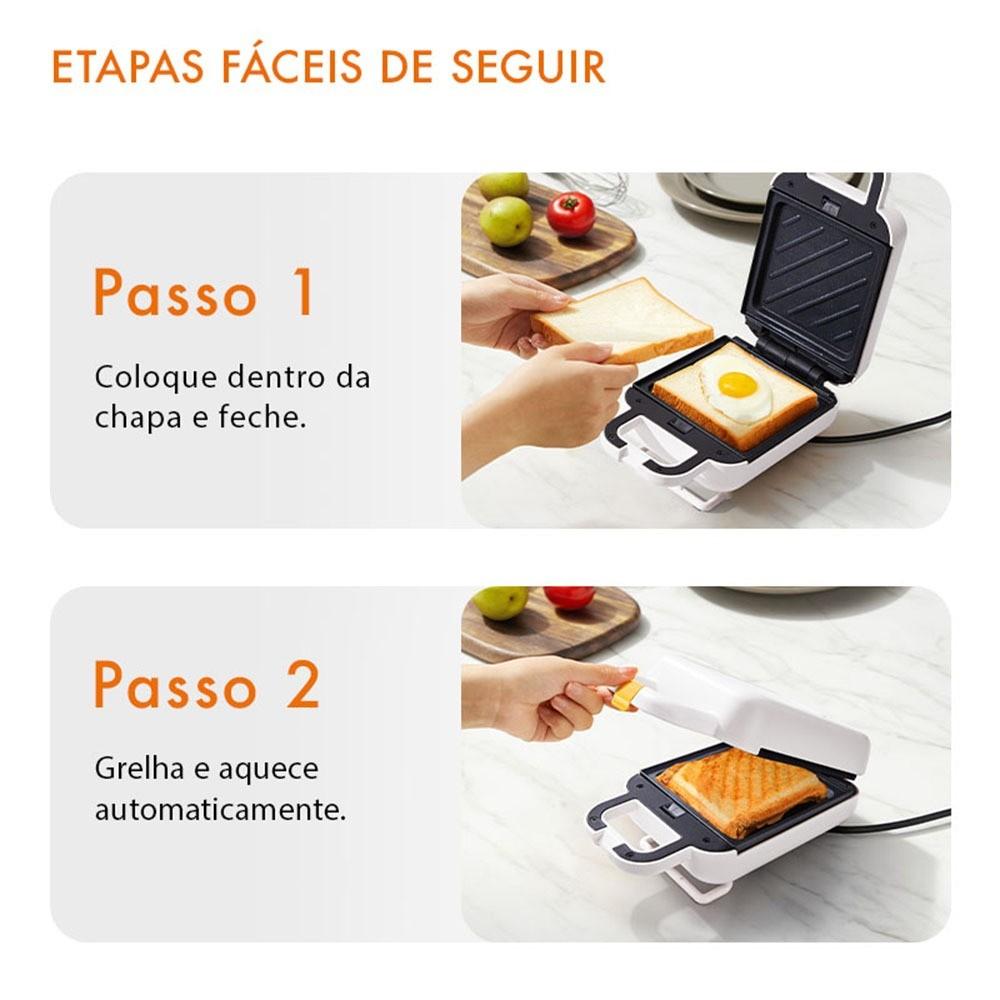 Gaabor Sanduicheira Grill Antiaderente Com Aquecimento Constante Dupla Face E Frigideira Sm60m-wh01a