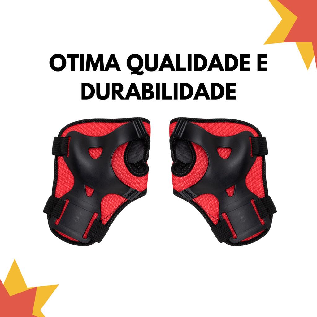 Kit Proteção Infantil Capacete Cotoveleira Joelheira Munhequeira Zippy Toys Kj19vm Vermelho Chamas Skate Bike Patins