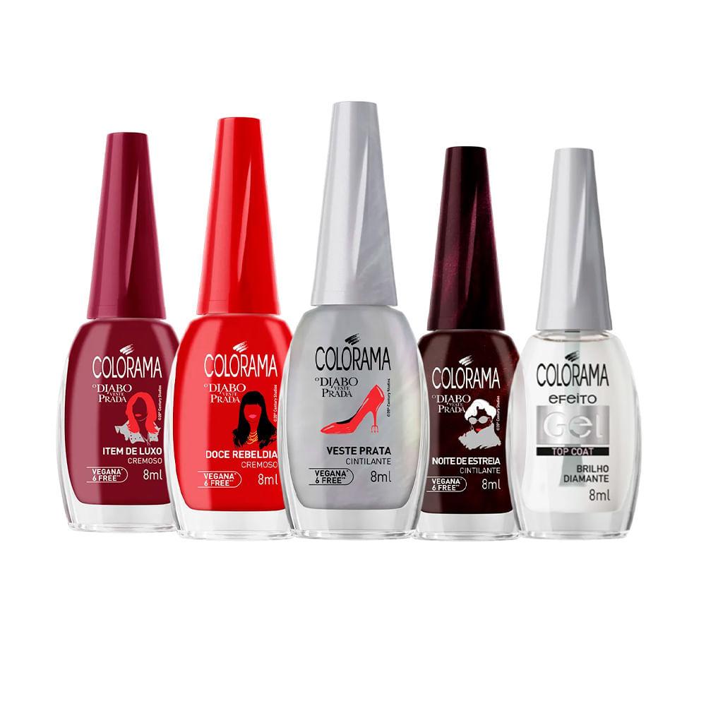 Kit Esmalte Colorama Coleção O Diabo Veste Prada + Top Coat Brilho Diamante