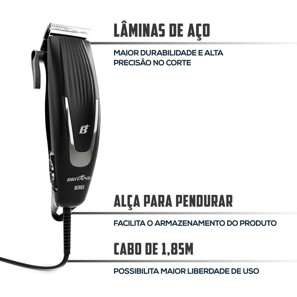 Cortador De Cabelos Britânia Bcr03 9 Acessórios 18W