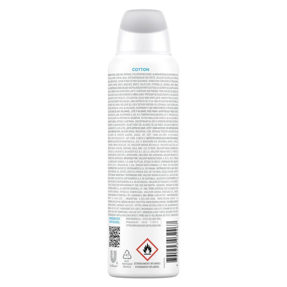 Desodorante Antitranspirante Rexona Cotton Dry Aerosol 150ml