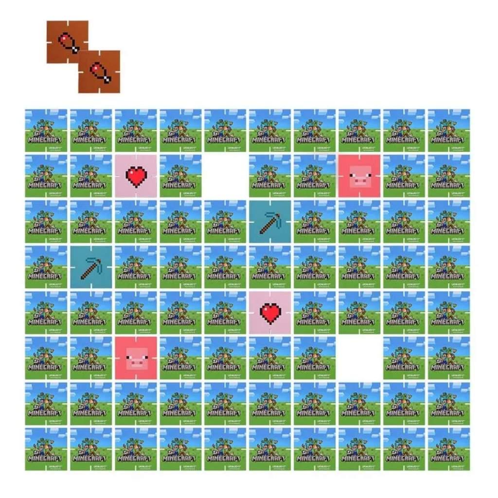 Jogo Da Memória 2 Em 1 Torre Minecraft 48 Peças Caixa Leo Leonora