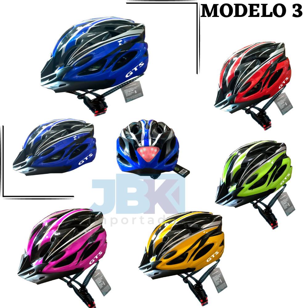 Capacete Ciclismo Com Sinalizador Gts LED Masculino E Feminino - 3 Modelos