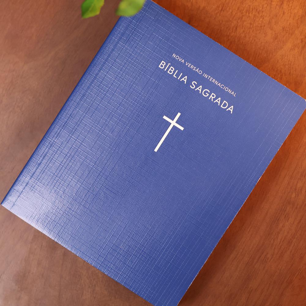 Bíblia Sagrada Nvi Capa Brochura Cruz Azul