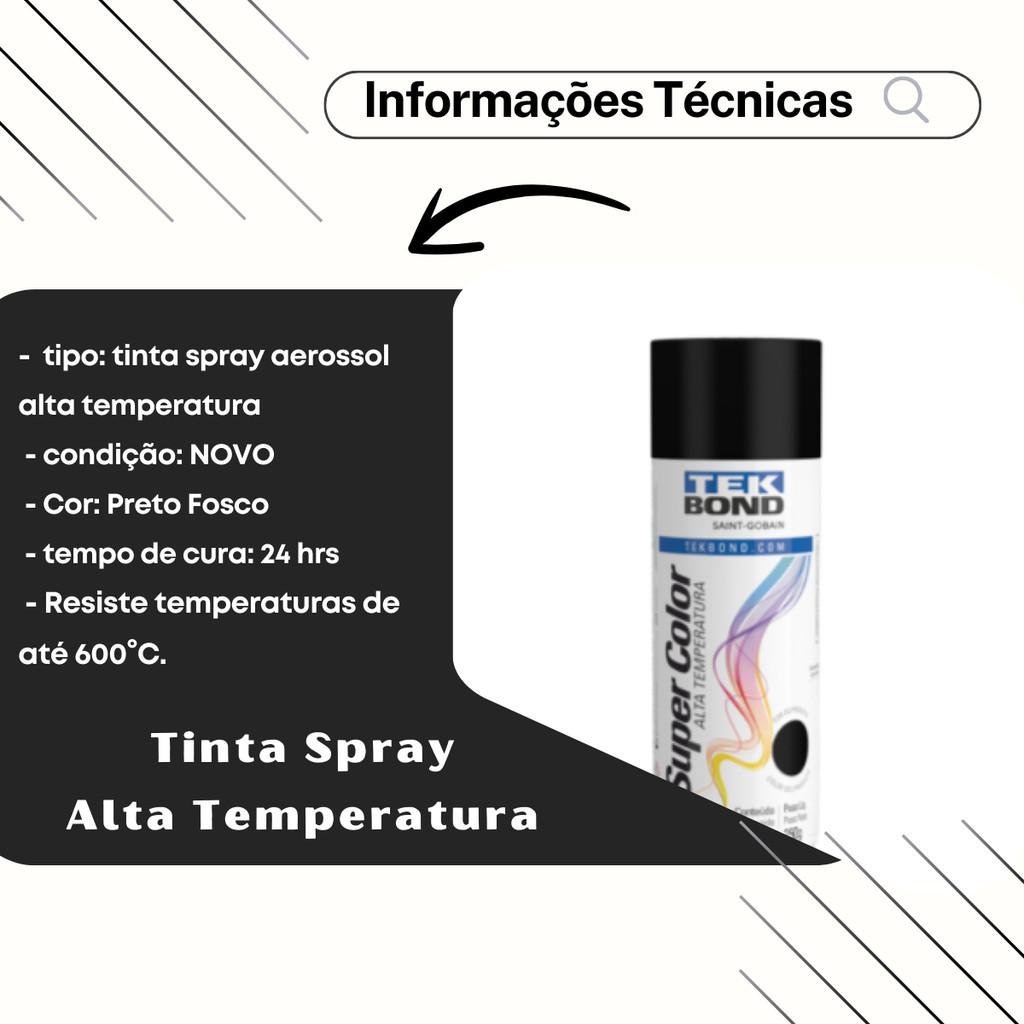 Spray Automotivo Preto Fosco Alta Temperatura 600 Graus