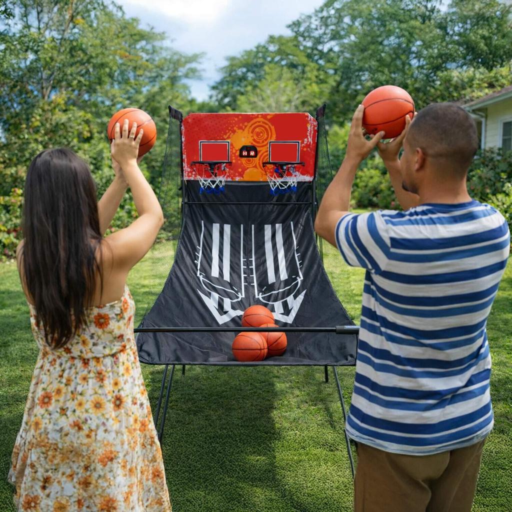 Tabela De Basquete Duplo Com Placar Eletrônico 5 Bolas Bomba De Ar