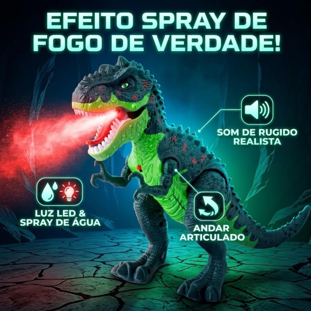 Dinossauro Rex Anda Solta Fumaça Luz E Som Brinquedo Realista Interativo Infantil Kizumba