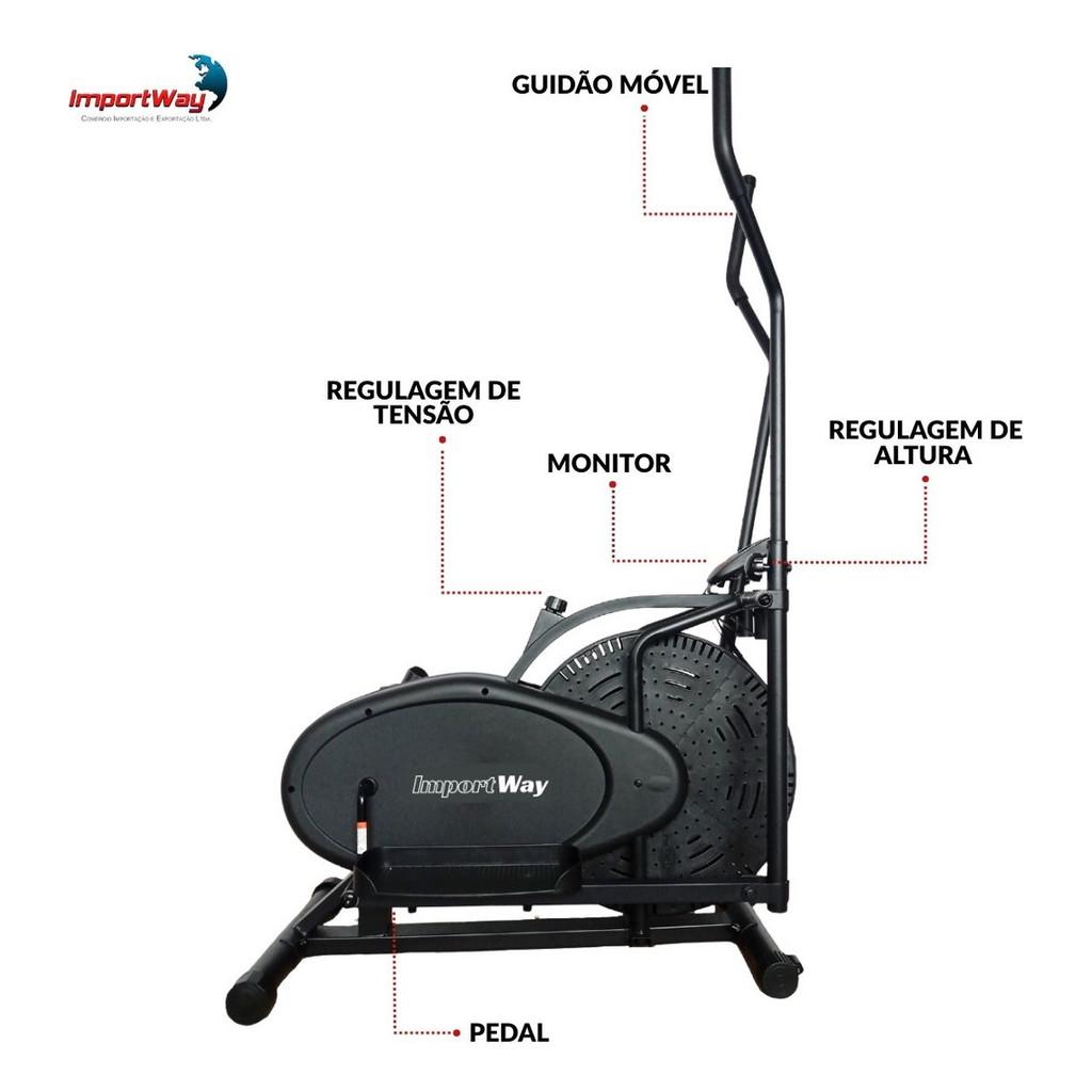 Elíptico Com Resistência A Ar Importway Suporta Até 150kg Ideal Para Treinos Sem Impacto E Queima De Calorias