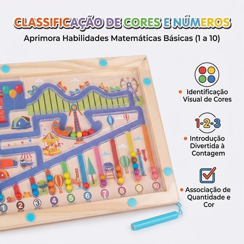 Labirinto Tabuleiro Magnético De Madeira Brinquedo Montessori Tea Autismo Educativo Contagem Números