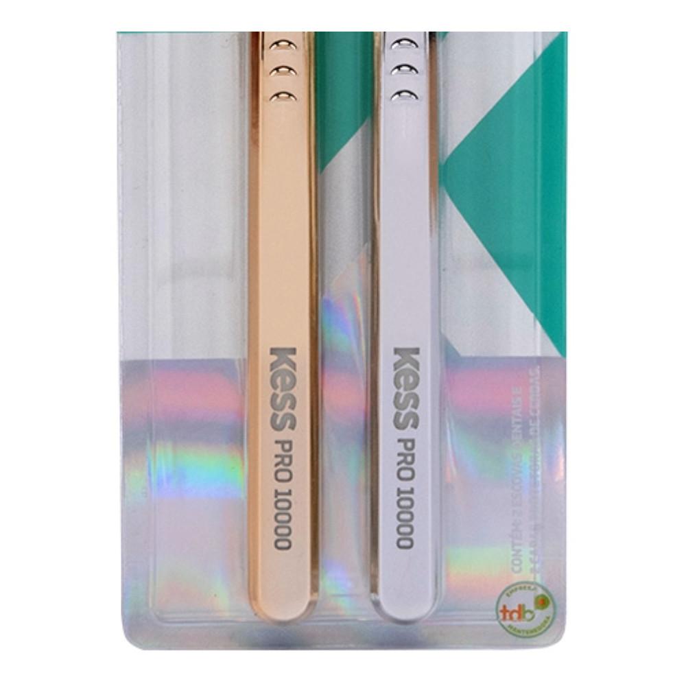 Kit Escova Dental Kess PRO 10k Metalica Extra Macias C/2