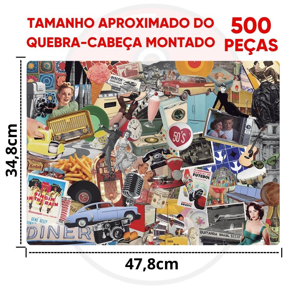 Quebra Cabeça Décadas Anos 50 Toyster 500 Peças Puzzle Mural Fotos Carros Clássico Antiguidade Retrô