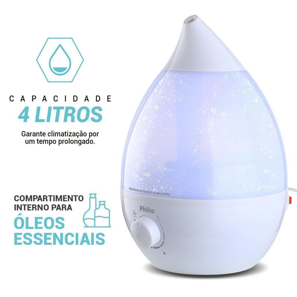 Umidificador De Ar Philco 4L Difusor De Aromas Pud04b