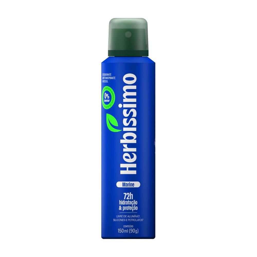 Desodorante Antitranspirante Aerossol Zero Alumínio Herbíssimo Marine 150ml Masculino