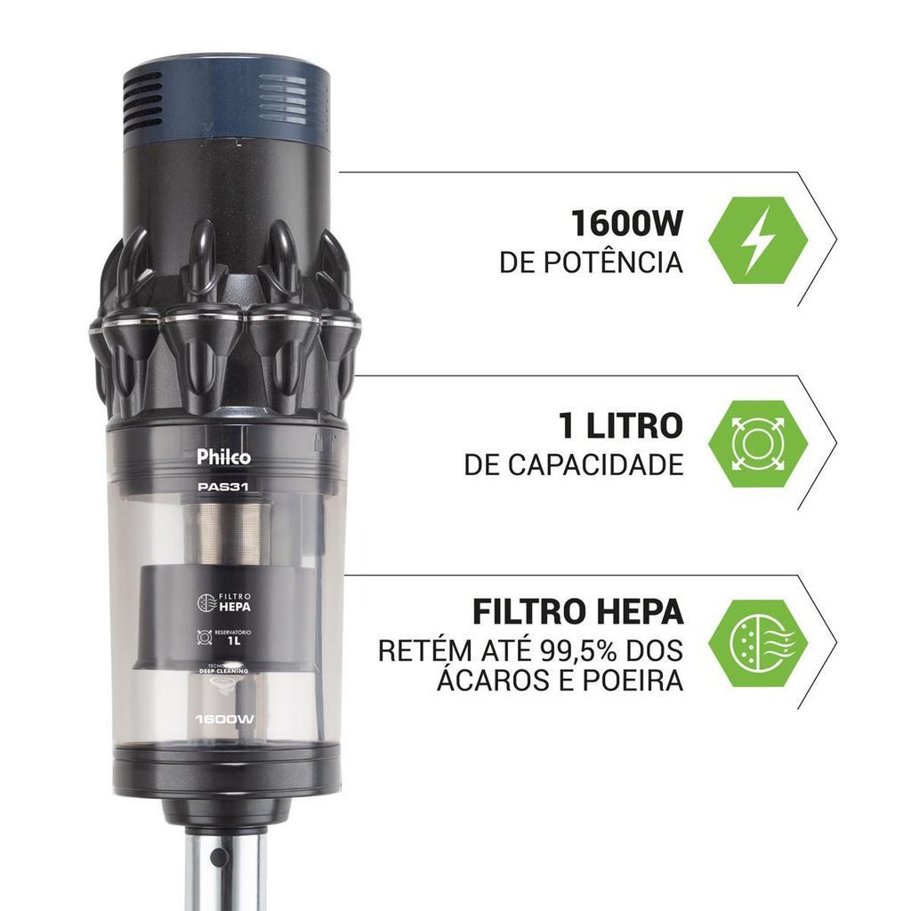 Aspirador De Pó 2 Em 1 Philco Deep Cleaning 1600w Pas31