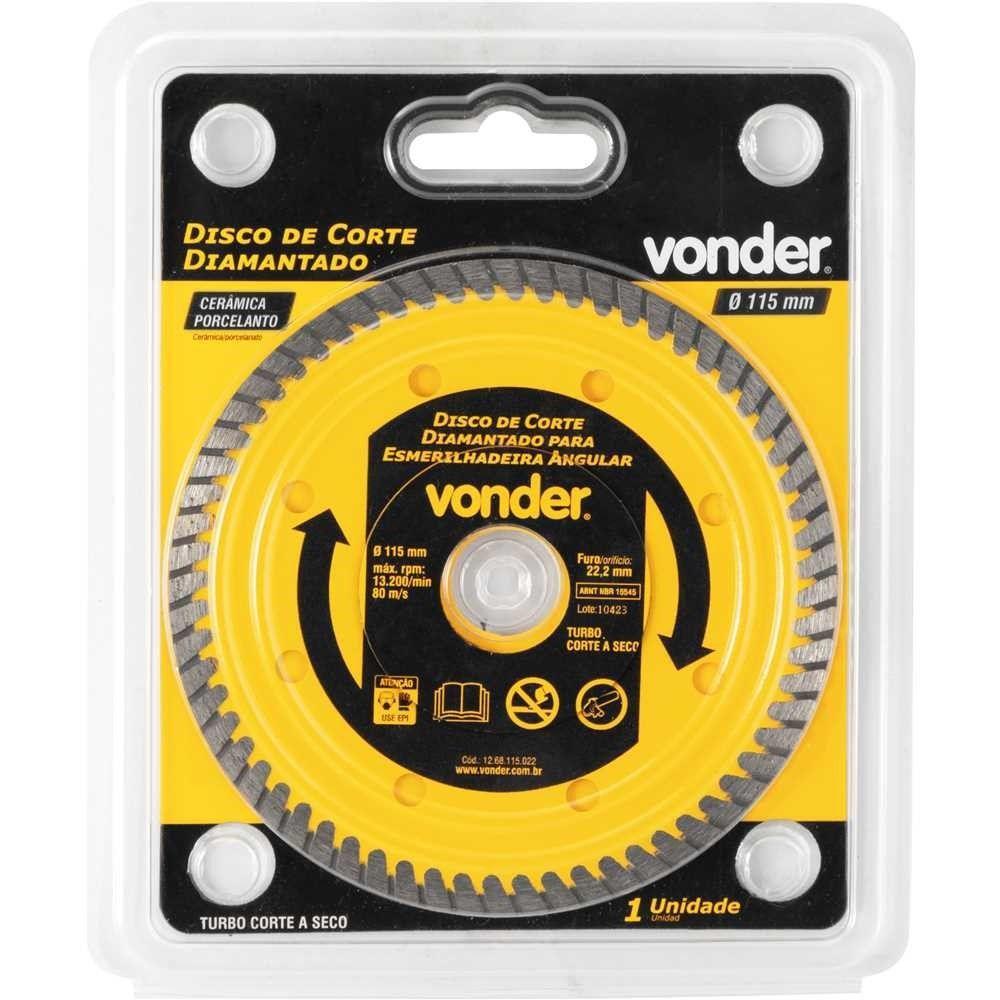 Disco De Corte Diamantado 115mm Turbo Esmerilhadeira Vonder