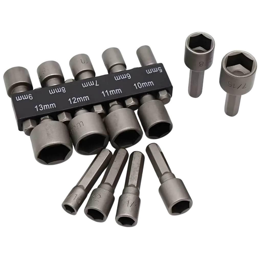 Kit 9 Soquete Canhão Parafusadeira 5MM Até 13MM Resistente