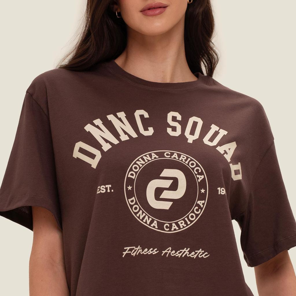 Blusão Oversized Feminino Marrom Tronco Com Estampa Emborrachada