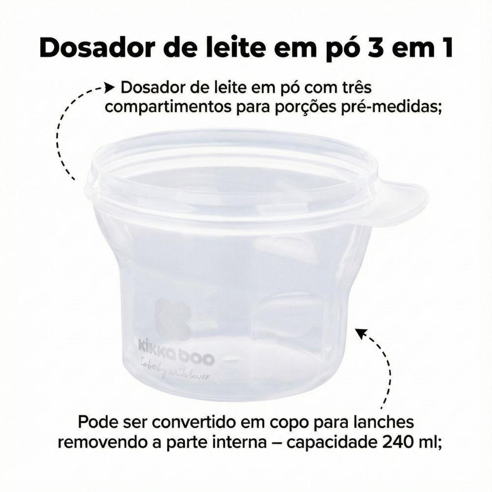 Kit Porta Leite Em Pó 2 Em 1 + 2 Colheres De Silicone Com Estojo