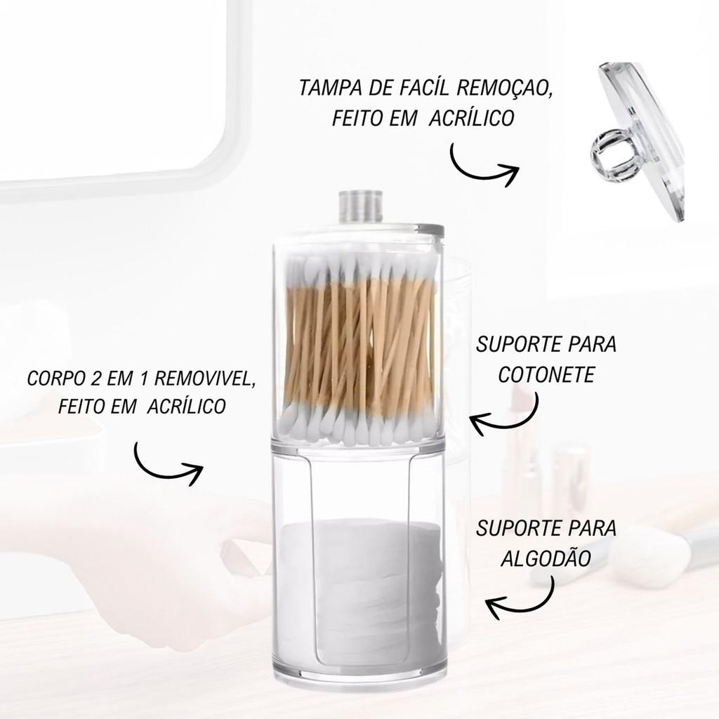 Porta Cotonete/algodão Em Acrílico Transparente Com Design Compacto E Funcional Chef D