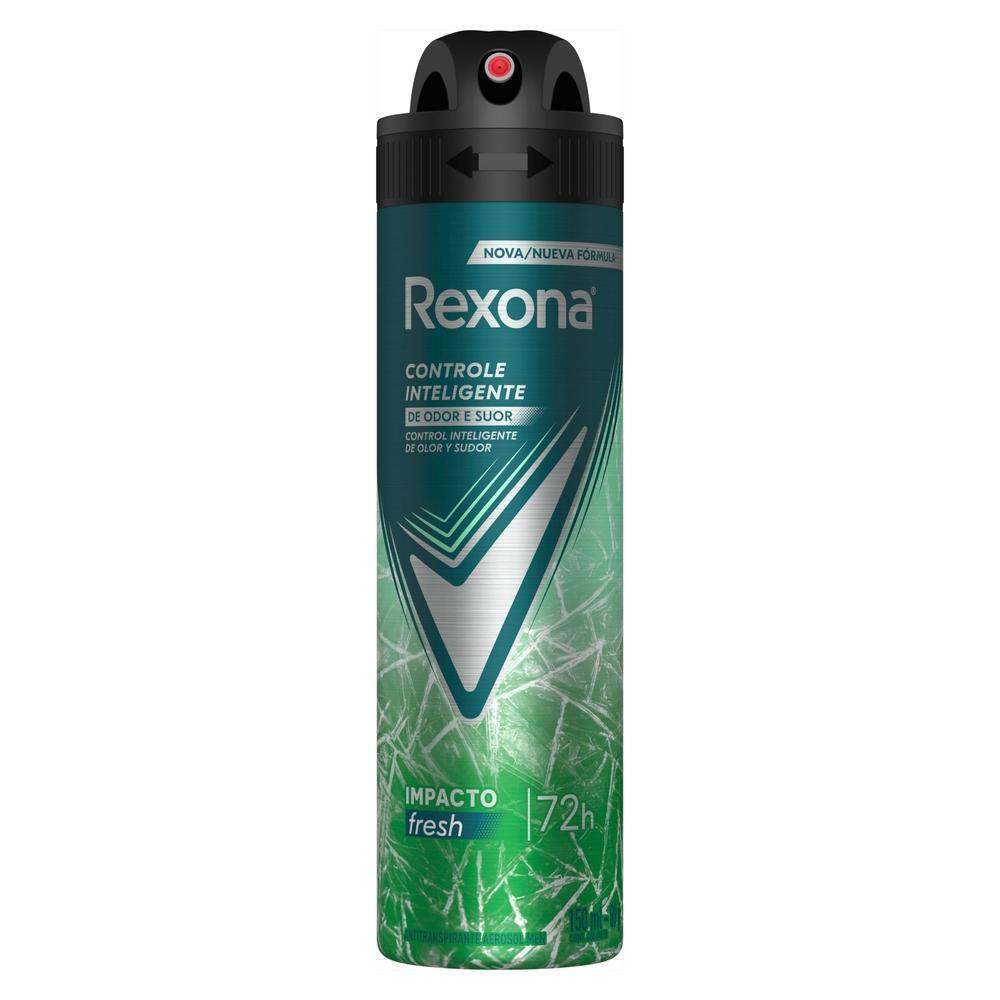 Kit Com 3 Desodorantes Antitranspirantes Aerosol Masculino Rexona Impacto 72 Horas 150ml Cada