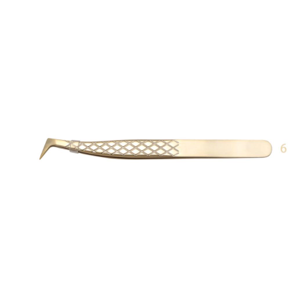 New Show Pinça Curva Curvada Reta Extensao De Cilios/padrão Diamante Dourado-alta Precisão