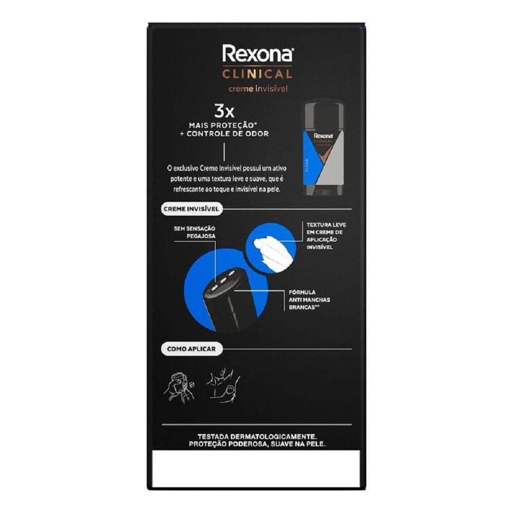 Desodorante Antitranspirante Creme Rexona Clinical Clean Masculino 96h 58g