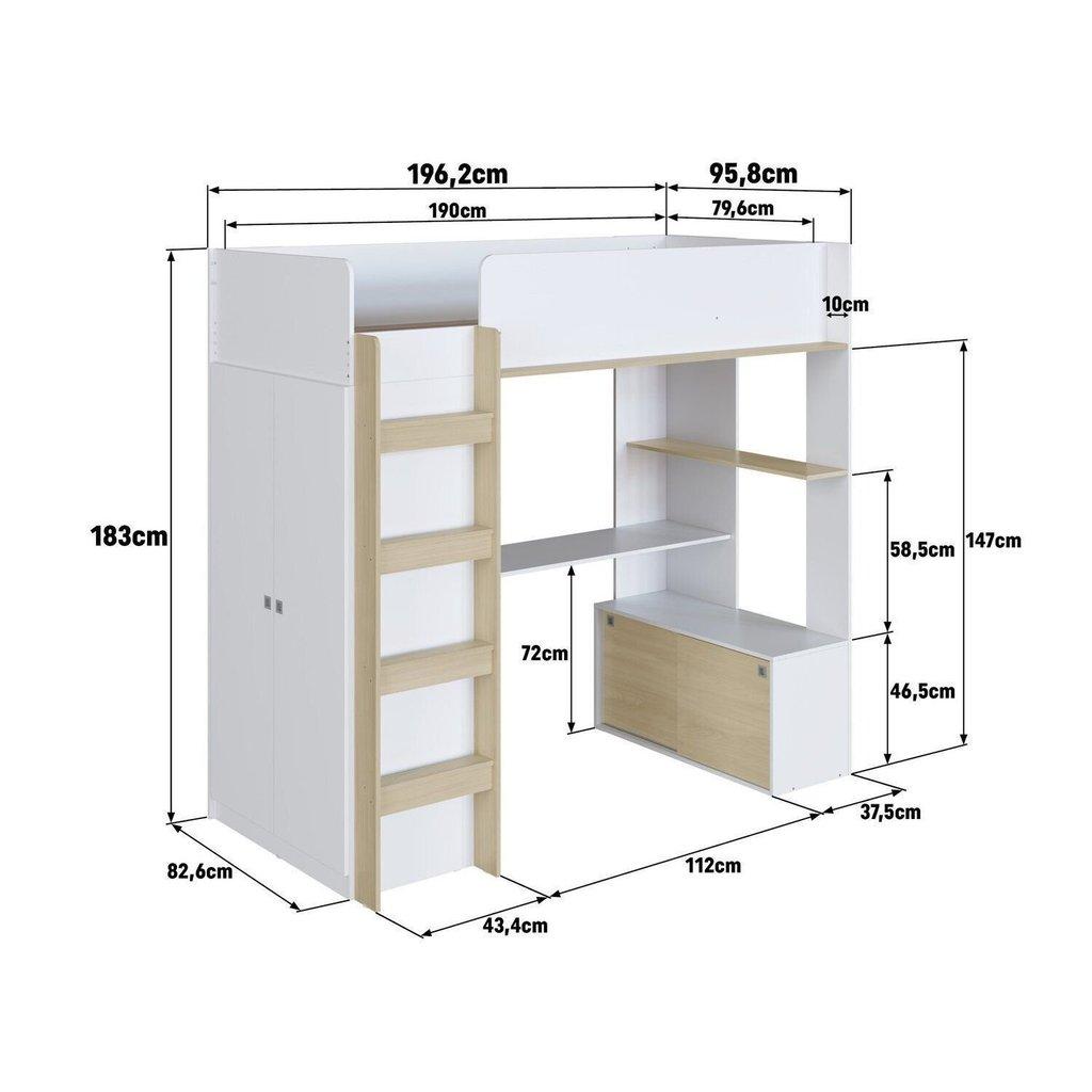 Cama Elevada Multifuncional Com Armário E Escrivaninha Branco/carvalho Araguaia Branco/carvalho