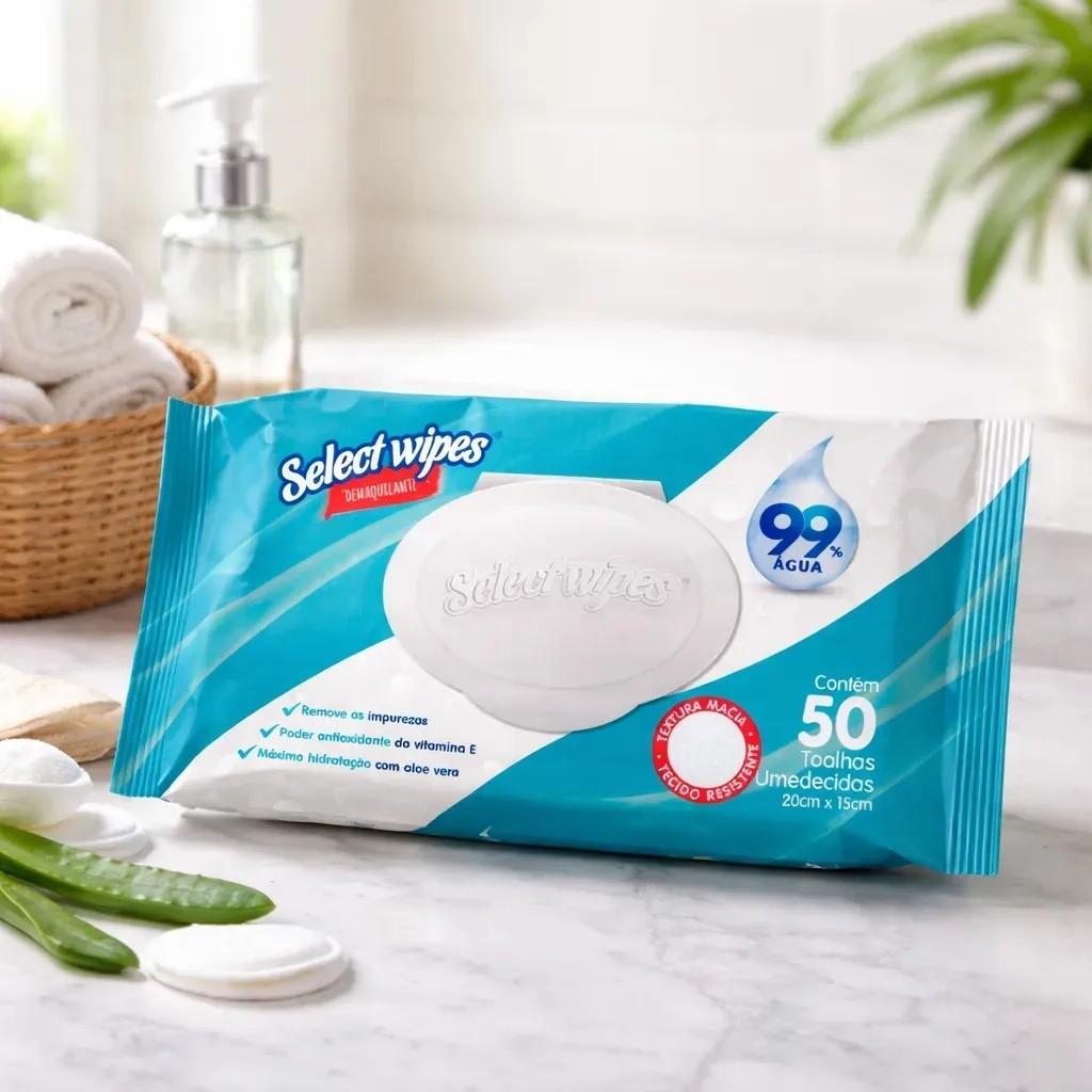 Lenços Umedecidos Select Wipes Demaquilante Com 50un
