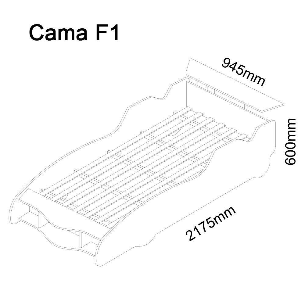 Cama Infantil Carro F1 090 100 Mdf Vermelho
