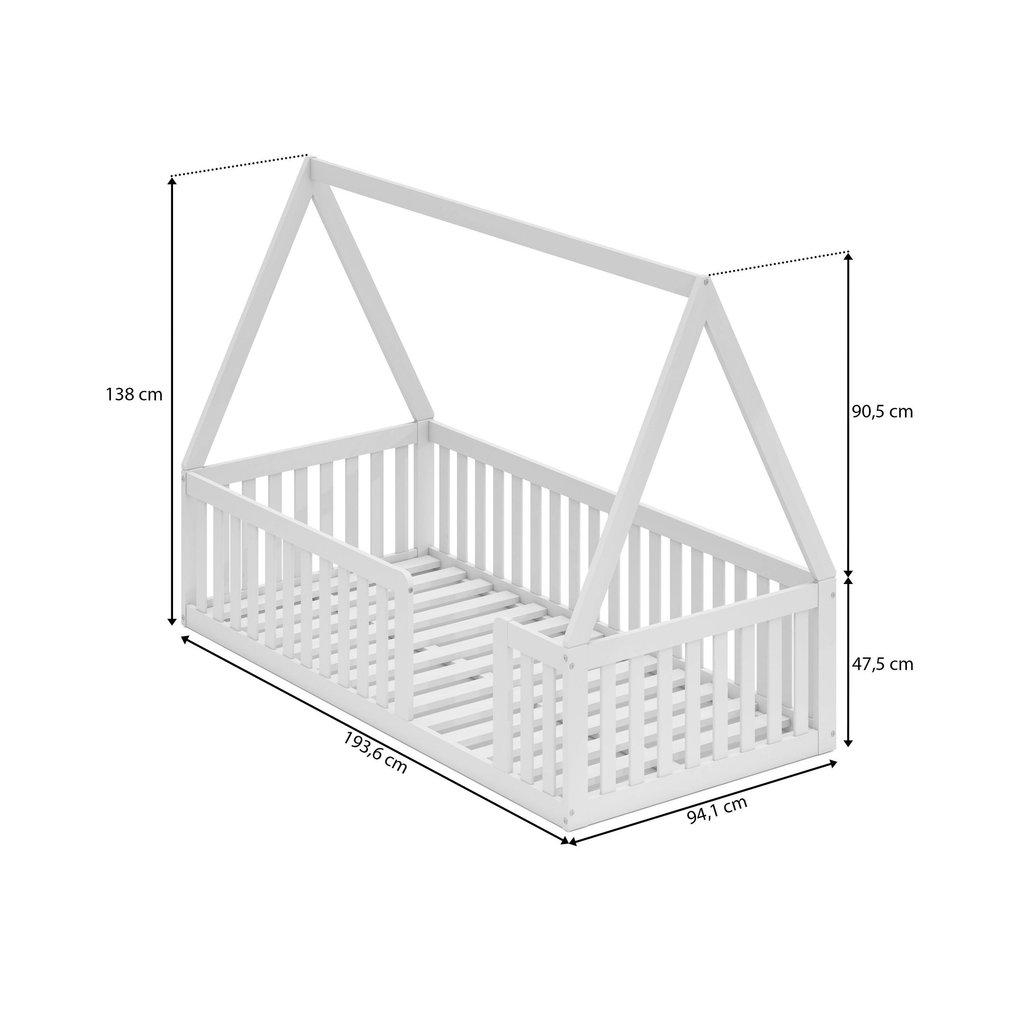 Cama Montessoriana Solteiro Com Grade E Telhado Giulia Casatema Madeiraoriginals Branco