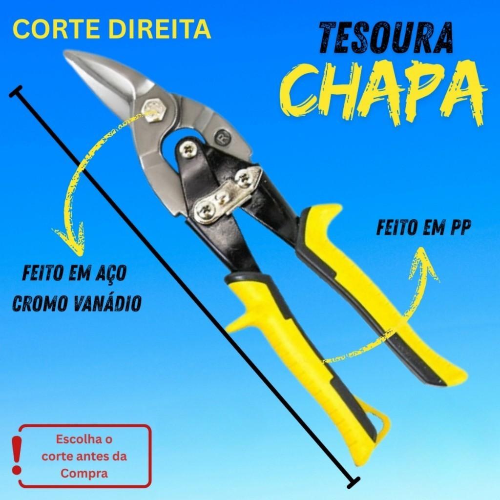 Tesoura Aviação 10 Pol Corte Esquerdo Aço Manganês Chapa Calha Gesso E Drywall