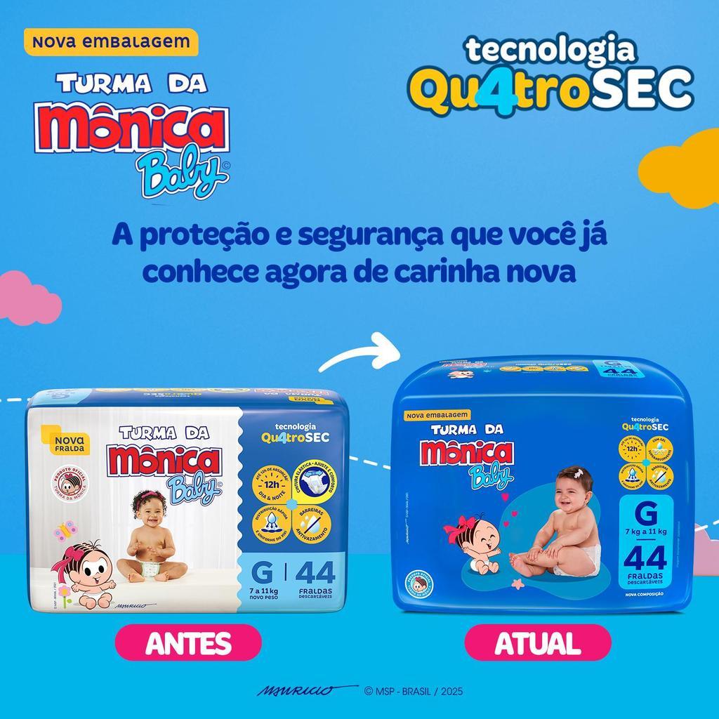 Fralda Turma Da Mônica Baby Mega G Com 44un