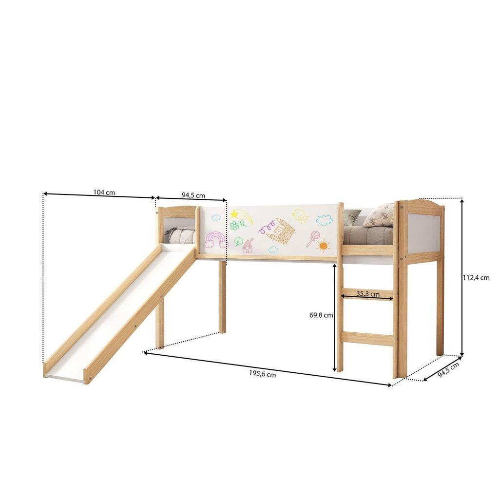 Cama Alta Com Escorregador E Lousa Madeira Maciça/mdf Exclusive Casatema Madeiraoriginals Branco/marrom
