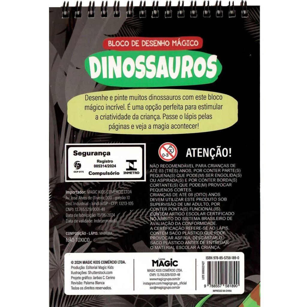 Bloco De Desenho Mágico Com Lápis Dinossauros