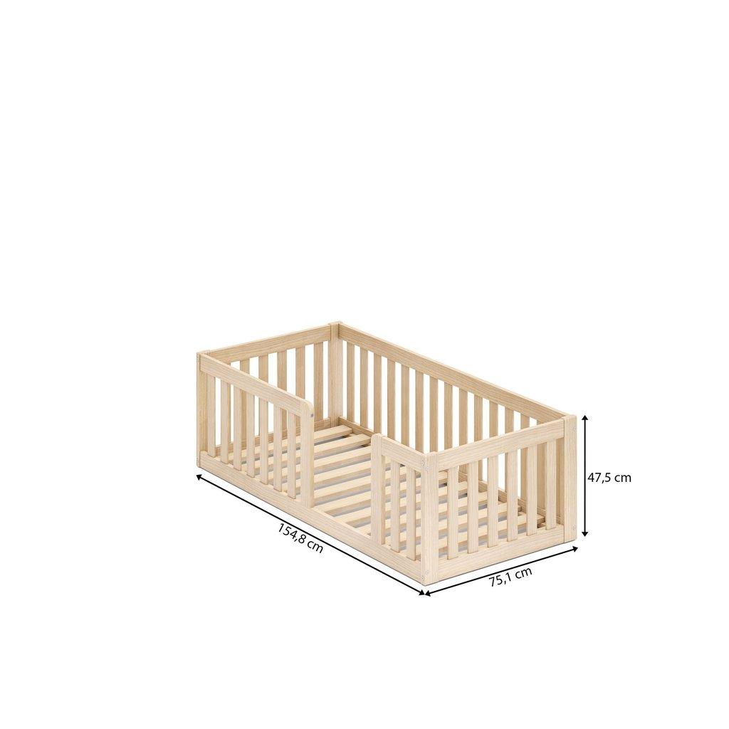 Mini Cama Montessoriana Com Grade Giulia Casatema Madeiraoriginals Marrom/bege Natural/bege