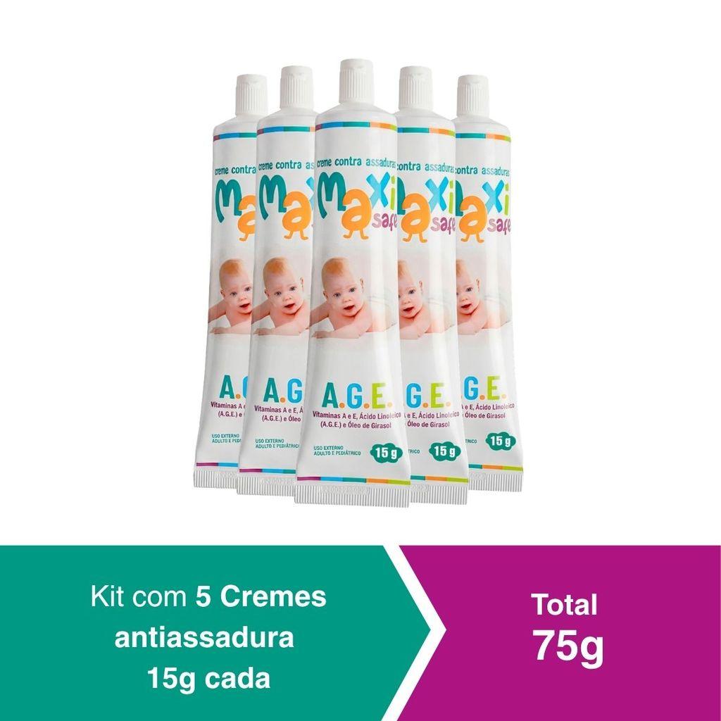Kit Creme Pomada Antiassadura Bebe Maxi Baby Vitamia A.e Com Óleo De Girassol A.g.e Total 15g
