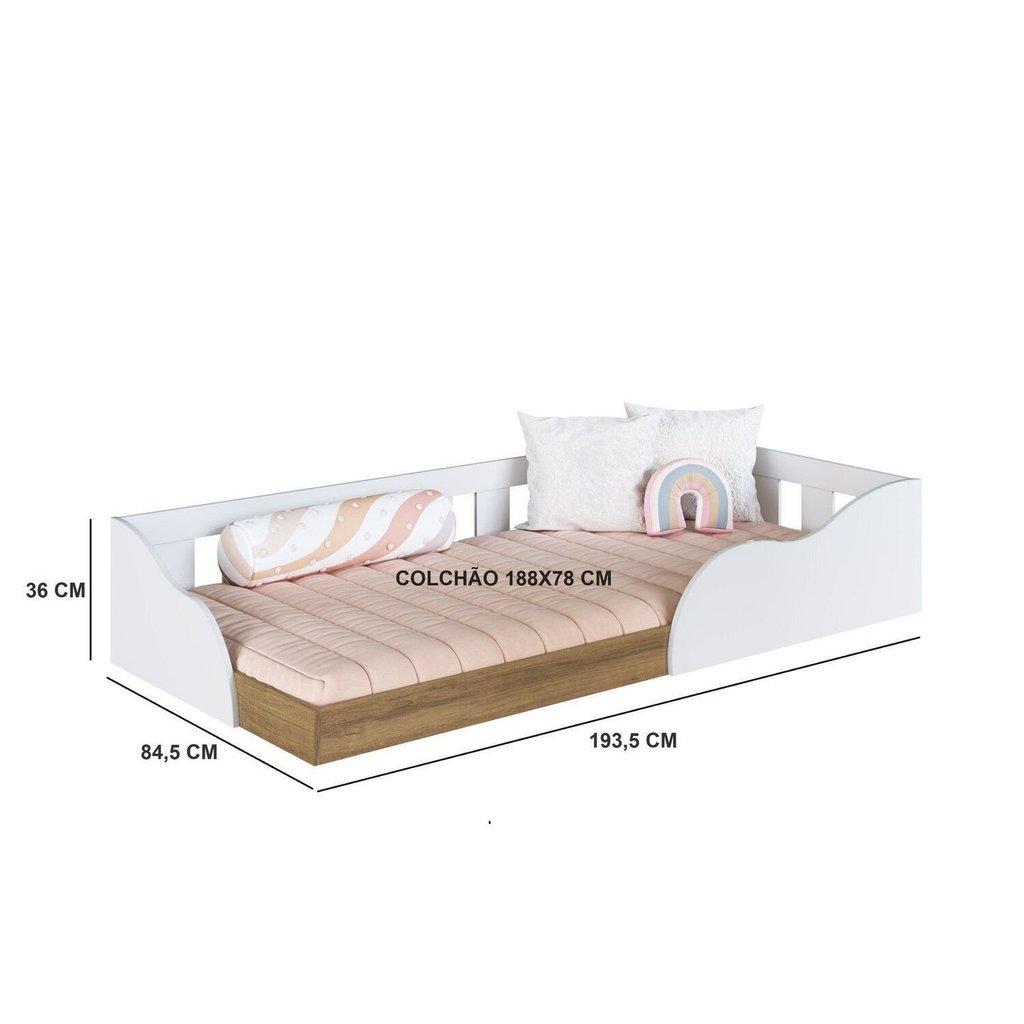 Cama Montessoriana Infantil Solteiro 80 Memphis Branco Solteiro