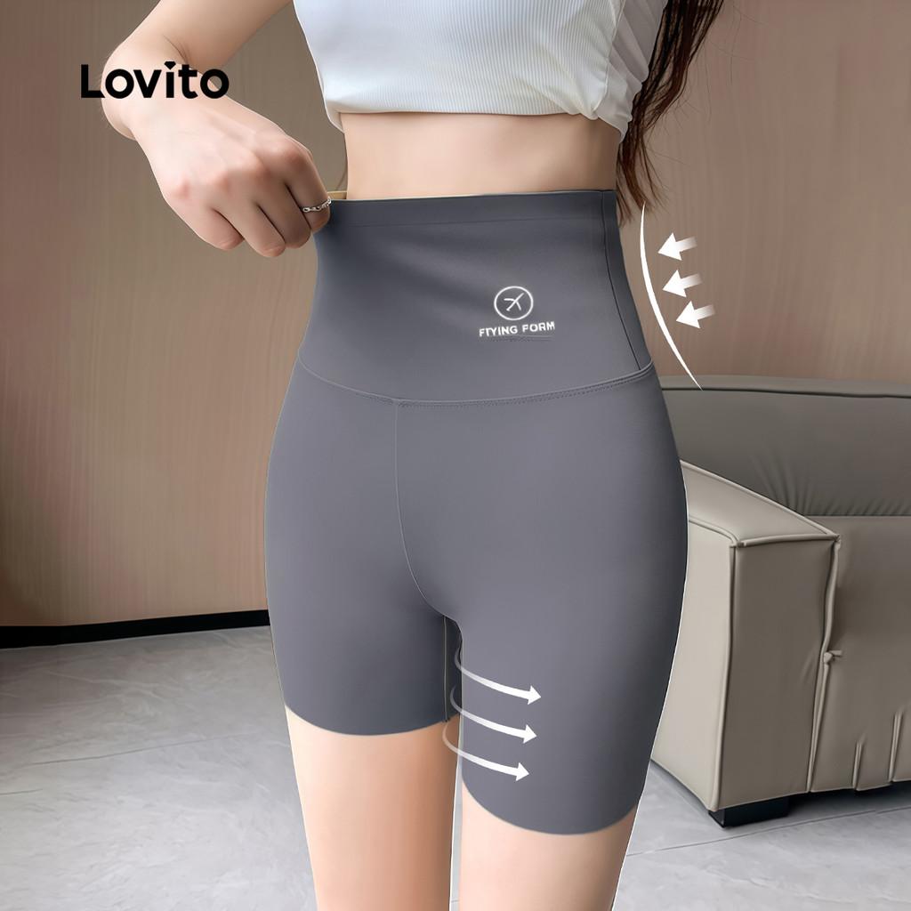 Lovito Casual Short Esportivo Levanta Bumbum Linhas Design Simples Rosa Fitness Corrida E Yoga Feminino