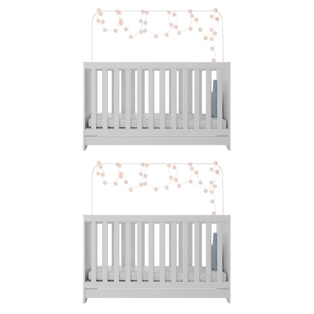 Kit Berço Para Gêmeos 3 Em 1 Com Colchões Inclusos Multimóveis