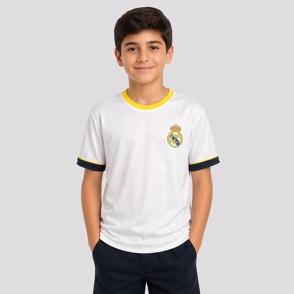 Camisa Real Madrid Coroa Infantil Branca 7 Vini Jr