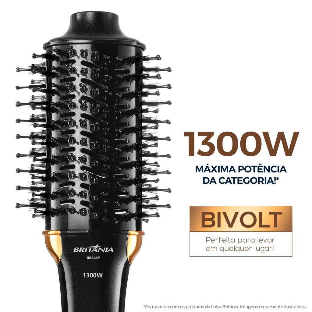 Escova Secadora Britânia Nanocerâmica 1300w Infrared Bes24p