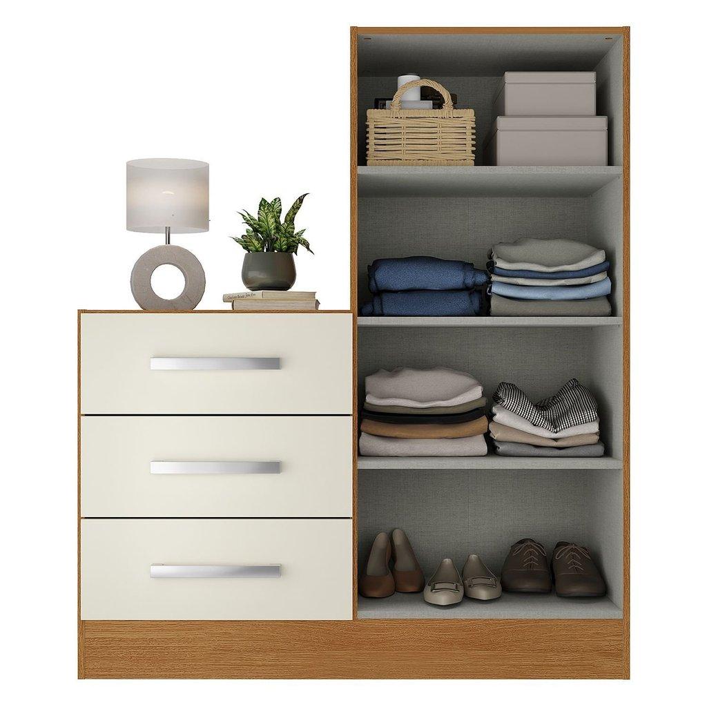 Cômoda Para Quarto 3 Gavetas 2 Portas Dunas Nature E Off White Yescasa Branco Nature Off/white