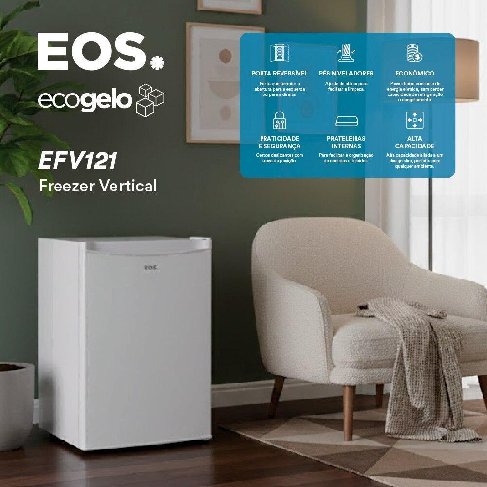 Freezer Vertical Eos 100 Litros Ecogelo Branco Efv121 220V