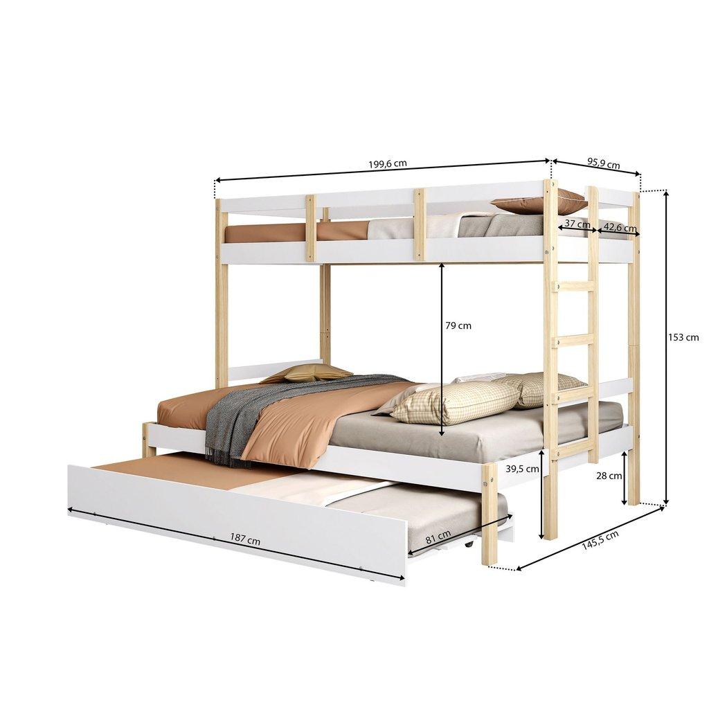 Treliche Juvenil Solteiro E Casal Family Soft Madeira E Mdf Casatema Madeiraoriginals Branco/marrom Treliche